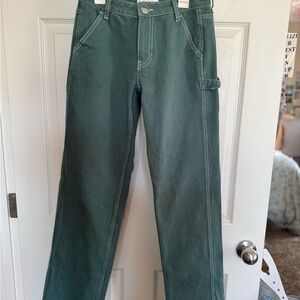 Green Straight-Leg Pants
